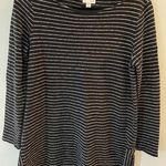 J.Jill Sweater Tunic Black White Striped Size Medium Petite Lightweight Photo 0