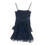 Next/Up Dress Womens 7/8 Navy Blue Ruffle Tiered Y2K Sheer Whimsigoth Balletcore Photo 1