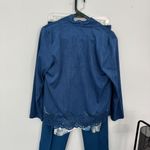 Alfred Dunner Petite Alfred Dunner 3 Piece SET Size 10 Petite Faux Blue Suede Jacket Top Pull On Pants Photo 10