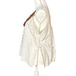 Vintage Sleeveless Top Size XL Beige White Boho Fringe Beads Western Festival Tan Photo 2