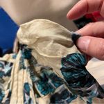 Adorable pleated strapless mini dress Alberta Ferretti flare floral cream aqua Blue Size 6 Photo 6