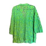 Multiples Tunic Top Womens 2X Green Sheer Textured Embroidered Lagenlook Blouse Photo 5