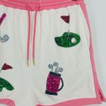 Fantastic Fawn  White Pink Golf Sequin Athletic Shorts Women's Size M Photo 1