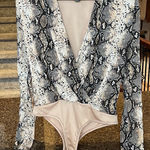 Windsor Snakeskin Deep Vneck Bodysuit Photo 0