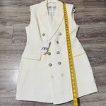 ZARA  Women Ecru Textured Button-Down Luxury Vest Wedding Lapel Collar Dress L Photo 13