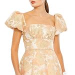 Mac Duggal  68276  Womens FLORAL PRINT PUFF SLEEVE HIGH LOW BROCADE GOWN Photo 2