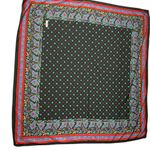 Vintage Pizamit Bohemian Floral Paisley‎ Square Silk Scarf Black Multi Pattern Photo 0