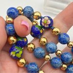 Vintage Estate 14K Gold Beaded Necklace With BLUE Lapis Lazuli & Cloisonne Beads Photo 2