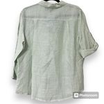Dina K women’s size XL casual long sleeve linen button down roll tab sleeves nwt Green Photo 7