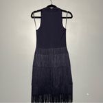 David Meister  Fringe Cocktail Dress Women’s Size 2 Navy Blue Gatsby 1920s Party Photo 1
