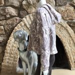 Lovestitch  Leaf Print Camo Cropped Hooded Pink Gray Sweatshirt Women's Small Photo 2