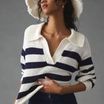 Anthropologie Maeve V Neck Striped Polo Pullover Sweater Photo 0