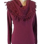 Anthropologie Angel of the north tassel Cowl neck sweater burgundy size small Photo 0