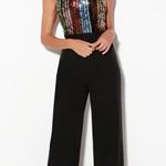 Lush Clothing Shine and Dandy Black Multi Rainbow Sequin Jumpsuit Size Small Photo 1