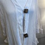 Elegant White Women's Mesh Tunic Top Size Large Cardigan Style Buttons Cotton Photo 2