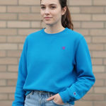 Champion Eco Women’s Sweatshirt Crewneck Retro Blue Size Large Photo 0