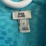 River Island Top Women L Blue Animal Print Tie Neck Classic Long Sleeve Spring Photo 5