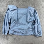 J.Crew NWT $79  Peasant Blouse XXL Blue Chambray Denim Ruffle Long Sleeve Photo 2