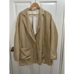 Wilfred Aritzia  Novella Oversized Belted Jacket Size Large Beige Linen Blend Photo 2