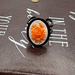 Handmade  Vintage Cameo Ring – Black & Orange Rose Halloween Jewelry Photo 2