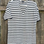 Eileen Fisher  Striped Linen V-Neck Shirt XS Photo 0