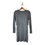 Leith  Dress Women Small Gray Knit Long Sleeve Ruched Faux Wrap Mini‎ Athleisure Photo 2