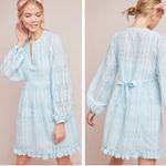 Anthropologie  Light Blue Eyelet Long Sleeve Mini Dress Size 6 Photo 1