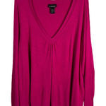 Lane Bryant  Plus Size 26W 28W Sweater Hot Pink V Neck Knit Ribbed‎ Trim 386 Photo 0