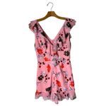 C/MEO COLLECTIVE Romper Women Small Pink Floral Print V Neck Ruffled Elation Photo 2