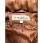 Sebby  Collection Faux Leather Short Puffer Jacket In Toffee Size L Photo 4