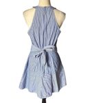 Parker Size 8 Halter Blue Striped Fit & Flare Cotton Above Knee Length Dress Photo 3