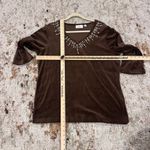 Quacker Factory Brown Velour Top with Rhinestone Pearl Detail at Neck Photo 3