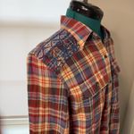 CHAPS Plaid Red Blue Plaid Long Sleeve Button Up Western Rodeo Cowgirl Cotton Photo 1