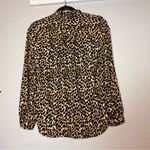 J.Crew  Tie Neck Button Front Blouse Leopard Cheetah Animal Print Size XXS Photo 3