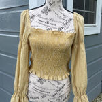 Urban Outfitters Yellow Gingham Smocked Blouse Photo 0