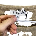 THML  Small Knit Sweater Tan Purple & Orange Stripes Crewneck Photo 2