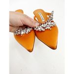 Manolo Blahnik Orange Satin Crystal Embellished 90 Mules 39.5 Photo 5