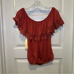 Paper + Tee NWT  Orange Off Shoulder Short Sleeve Blouse size L Photo 8