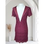 Lulus XS Remarkable Burgundy Lace Short Sleeve Sheath Dress With Floral Pattern Red Photo 4