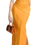 ASOS Design Petite Satin Cami Maxi Slip Dress in Orange, Size 4 Photo 0