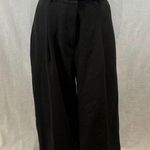 Sesana black wool belted paper bag waist cropped wide leg trouser pants XXL NWOT Photo 0