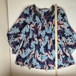 Catherines  Floral Beaded Tunic Top Size 3X  Multicolor Pleated Lightweight Flowy Photo 6