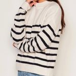 Bailey 44 Sundry Stripes Mock Neck Cozy Sweater in Oyster Fuzzy Size Small Photo 1
