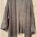 Time & Tru Gray Open Cardigan knit crochet bell sleeve Boho sz L flowy Size L Photo 0
