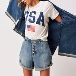 Free People Osaka Relaxed Shorts Spring Garden Light Wash Size 26 Photo 1