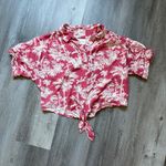 American Eagle Hawaiian Button Up Tie Crop Top Vacation Tropical Photo 1
