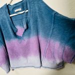 Free People NEW  After Midnight Washed Tee Blue Ombre Oversize Boho Y2K 90s Lg Photo 5