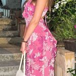 ZARA  Maxi Dress Printed Ruffles Floral Pink Sleeveless Chiffon V-Neck Large NWT Photo 9