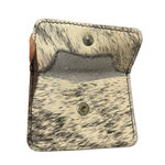 Cowhide Leather Hair Wallet Coin Purse 4x3 Black And White Cash Card ID Snap Photo 1