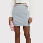 We Wore What NWT  Cut Out Denim Mini Skirt Women's L Blue Light Wash High Waist Photo 0